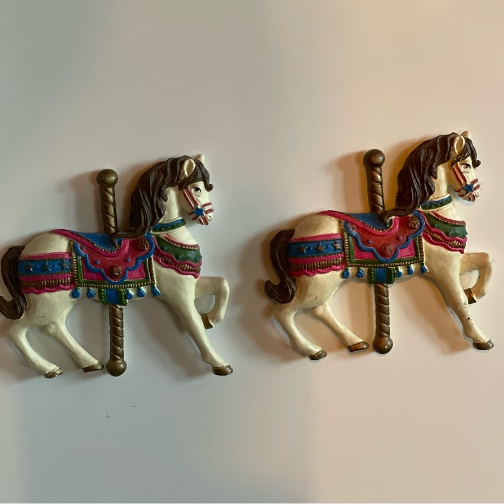 Pair of Vintage Carousel Horse Magnets